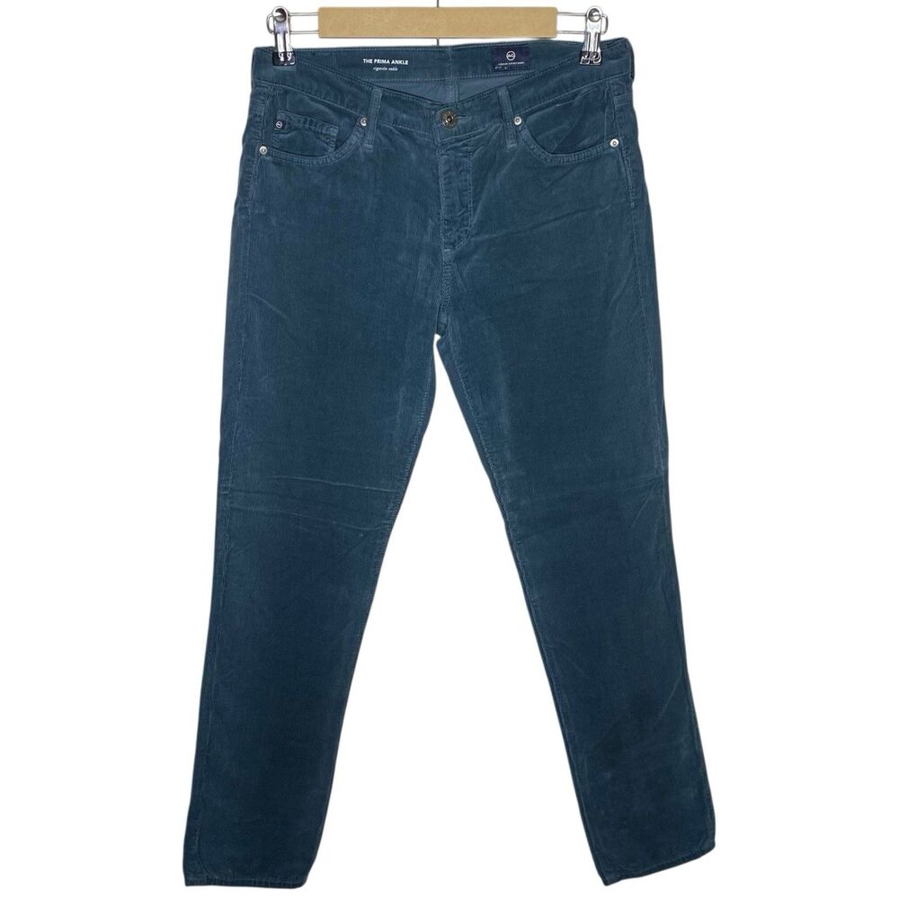 AG Adriano Goldschmied Corduroy Pants Womens 27 Blue Teal Prima Cigarette NWT